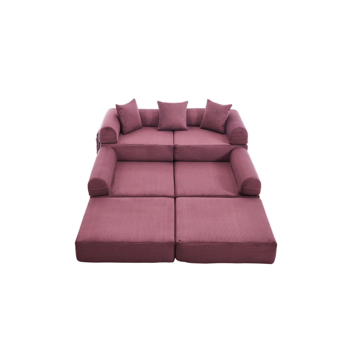 UNITED WE WIN convertible folding sofa bed, with fixed frame and pillow back handrail, cloud corduroy folding mattress sofa, folding memory foam bed in living room/dormitory/guest room/home office/apt - 1st Choice Furniture Direct