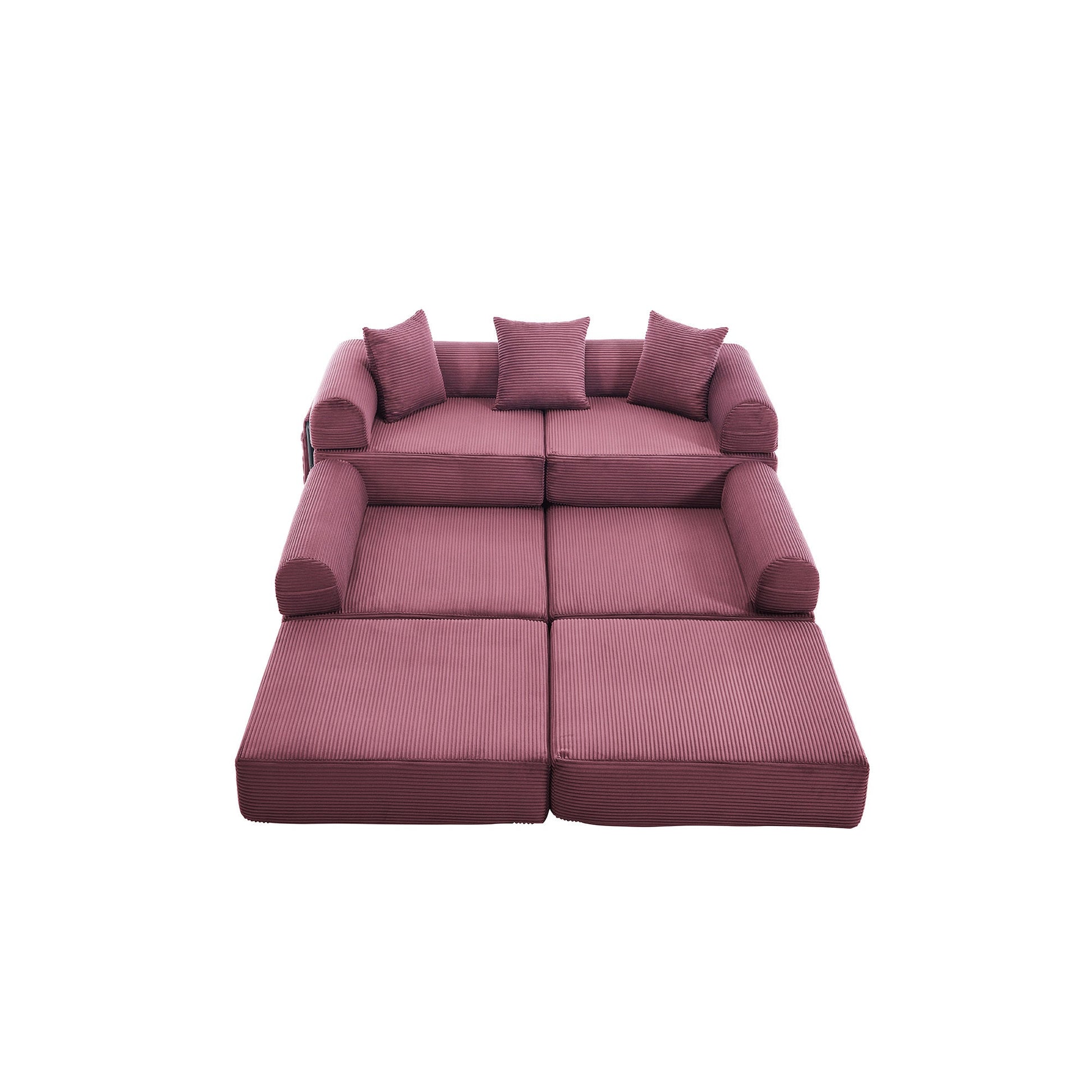 UNITED WE WIN convertible folding sofa bed, with fixed frame and pillow back handrail, cloud corduroy folding mattress sofa, folding memory foam bed in living room/dormitory/guest room/home office/apt - 1st Choice Furniture Direct