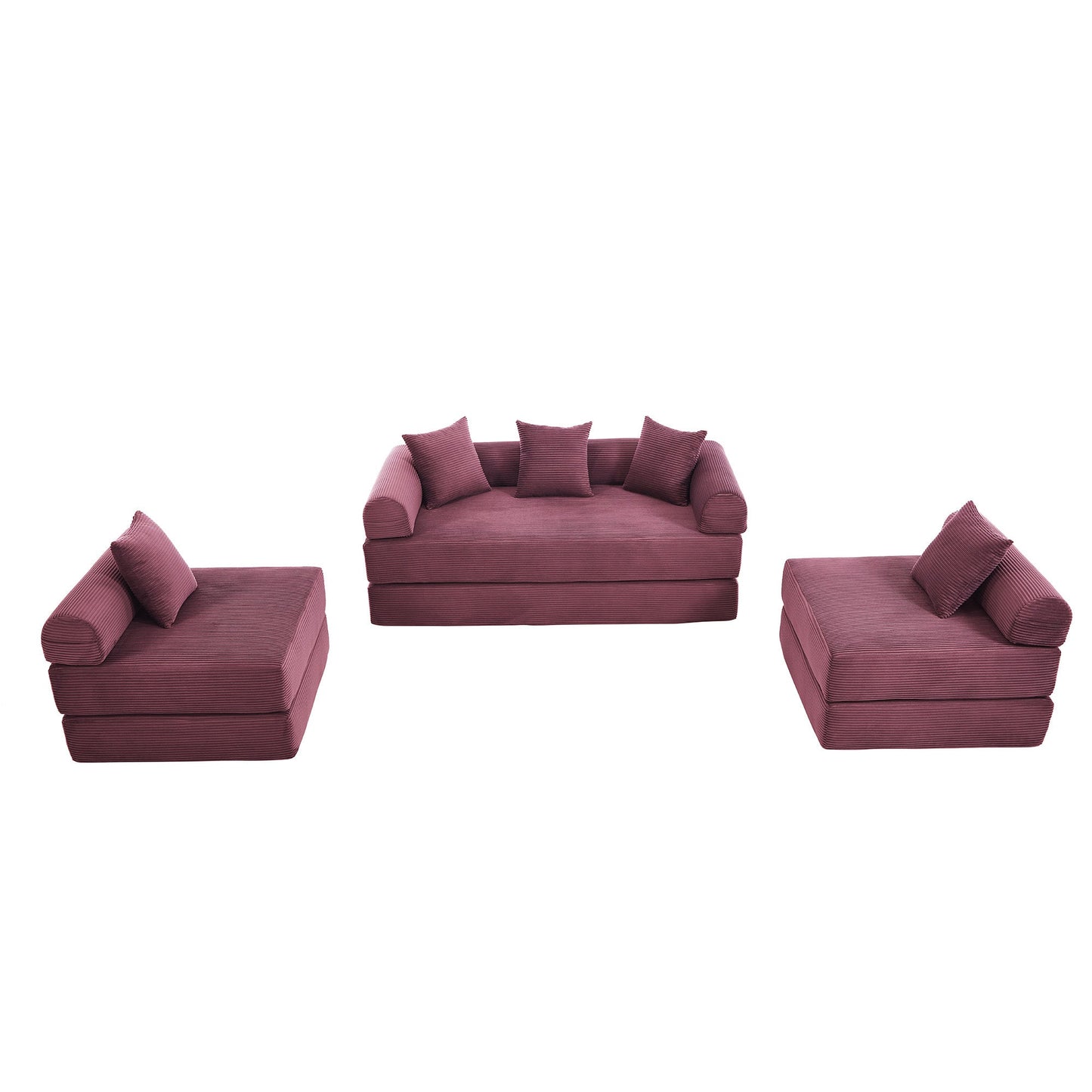 UNITED WE WIN convertible folding sofa bed, with fixed frame and pillow back handrail, cloud corduroy folding mattress sofa, folding memory foam bed in living room/dormitory/guest room/home office/apt - 1st Choice Furniture Direct