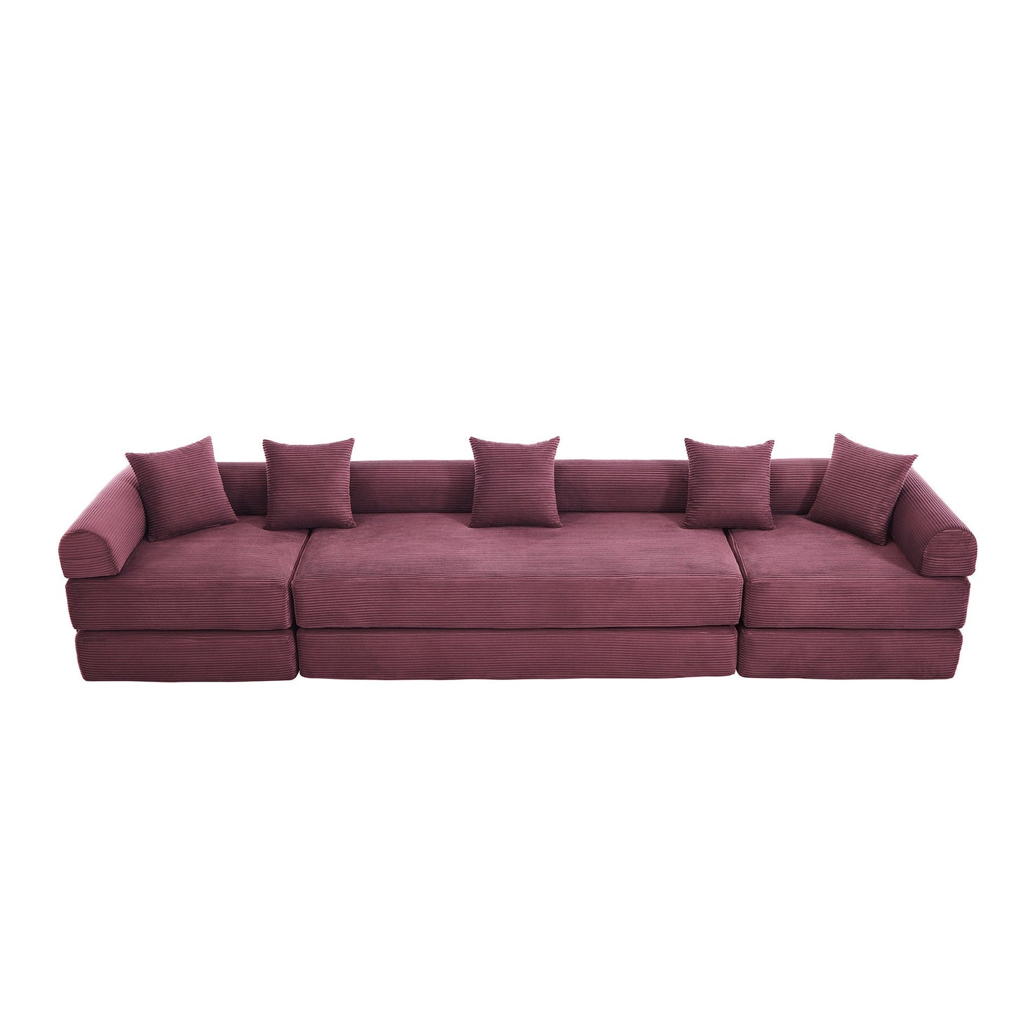 UNITED WE WIN convertible folding sofa bed, with fixed frame and pillow back handrail, cloud corduroy folding mattress sofa, folding memory foam bed in living room/dormitory/guest room/home office/apt - 1st Choice Furniture Direct