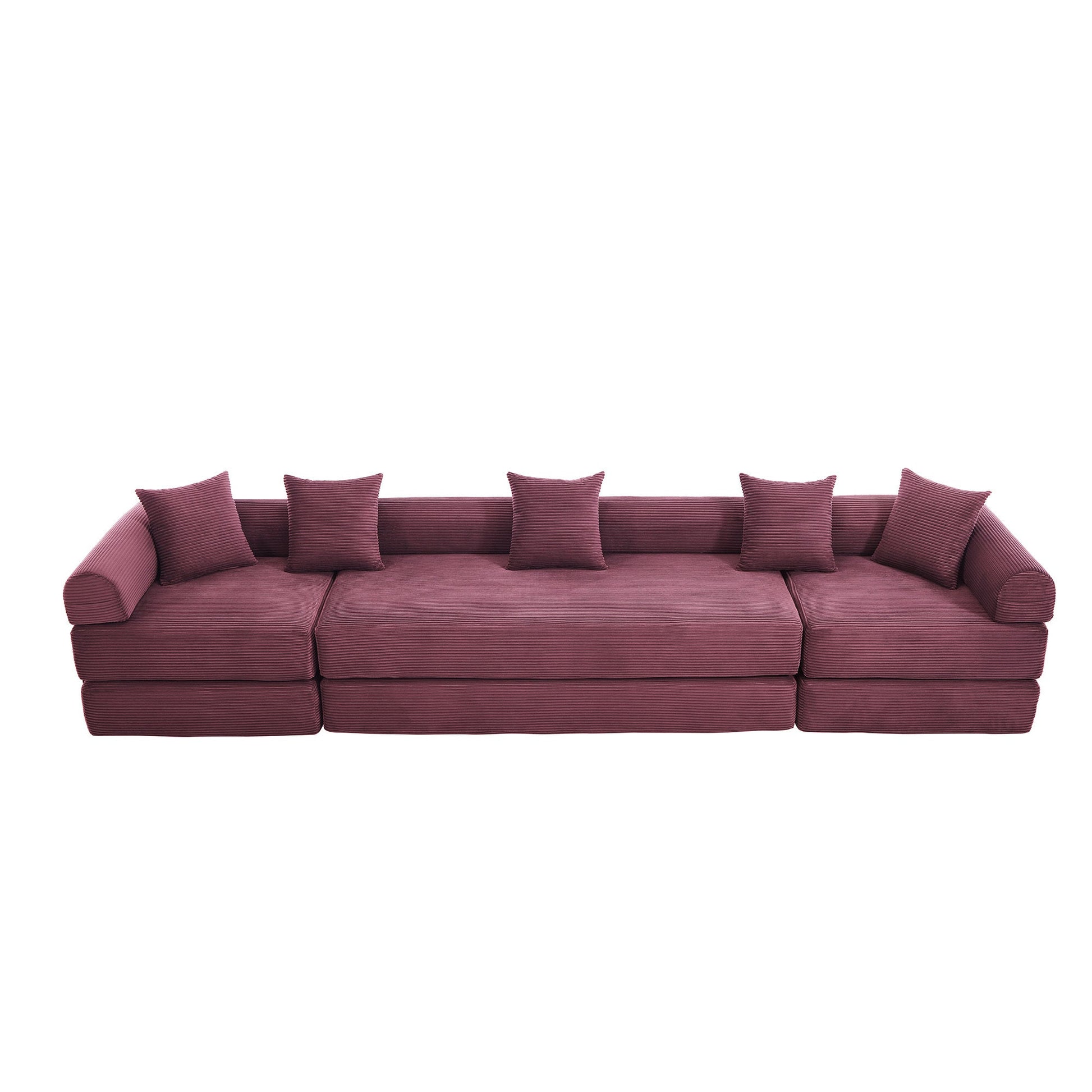 UNITED WE WIN convertible folding sofa bed, with fixed frame and pillow back handrail, cloud corduroy folding mattress sofa, folding memory foam bed in living room/dormitory/guest room/home office/apt - 1st Choice Furniture Direct