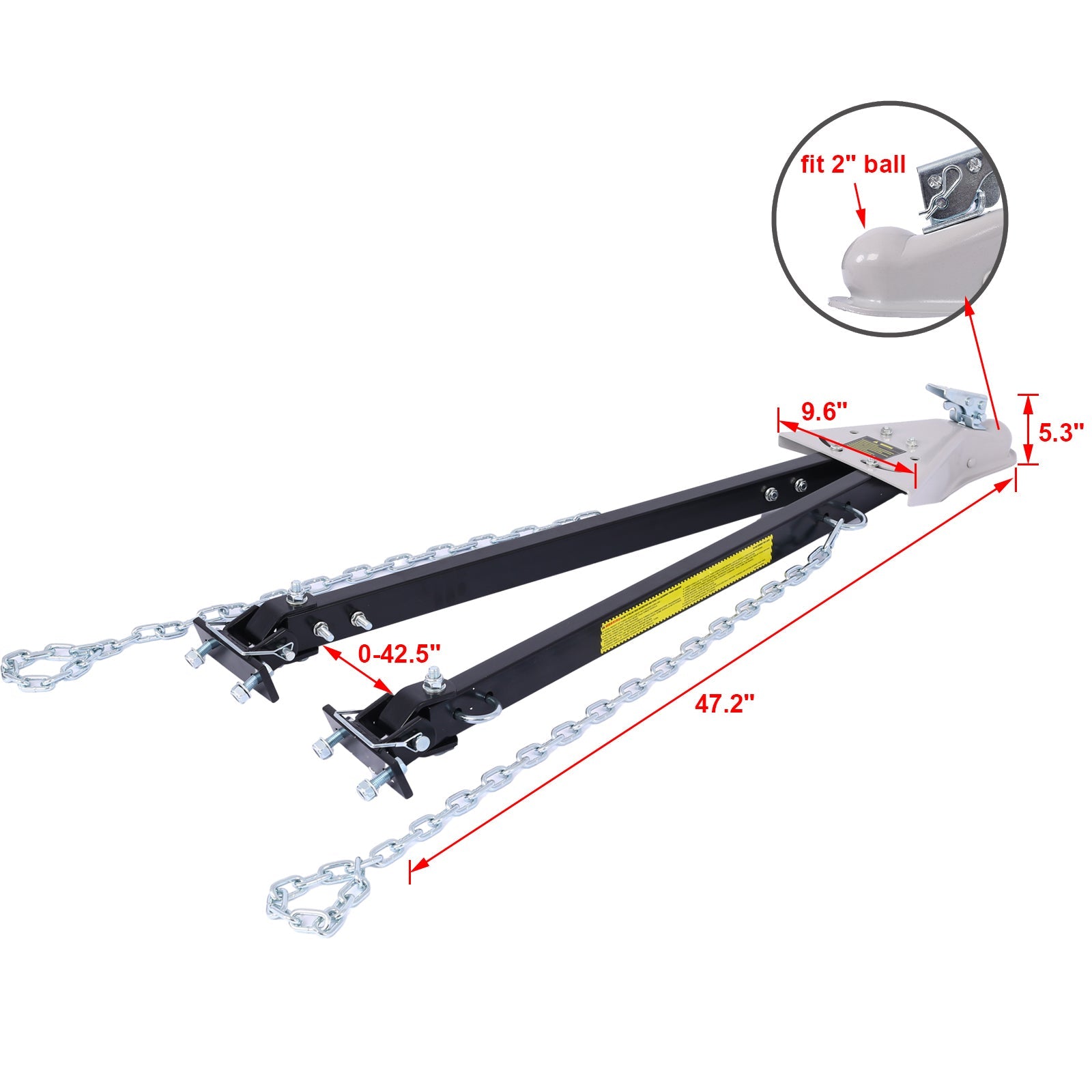 Universal RV Tow Bar 5,000 lbs Capacity | Flat & Dinghy Towing with 2” Coupler - 1st Choice Furniture Direct