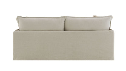 Upendo Pattern Fabric, Beige Yakety Yak Sand & Beige Linen Sofa w/2 Toss Pillows - 1st Choice Furniture Direct