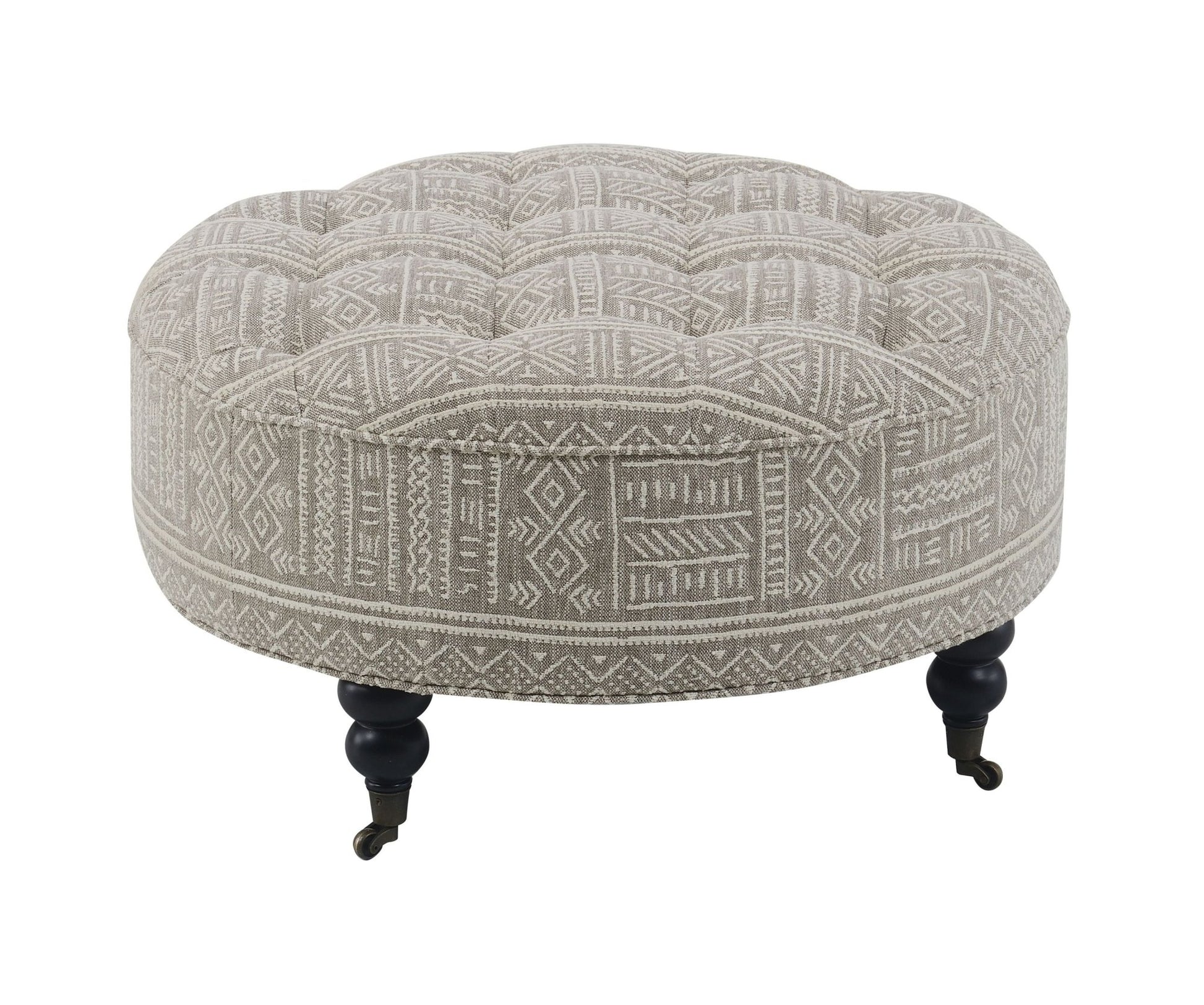 Upendo Pattern Fabric Ottoman w/Casters - 1st Choice Furniture Direct