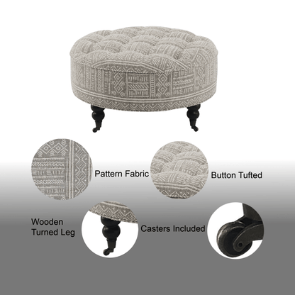 Upendo Pattern Fabric Ottoman w/Casters - 1st Choice Furniture Direct