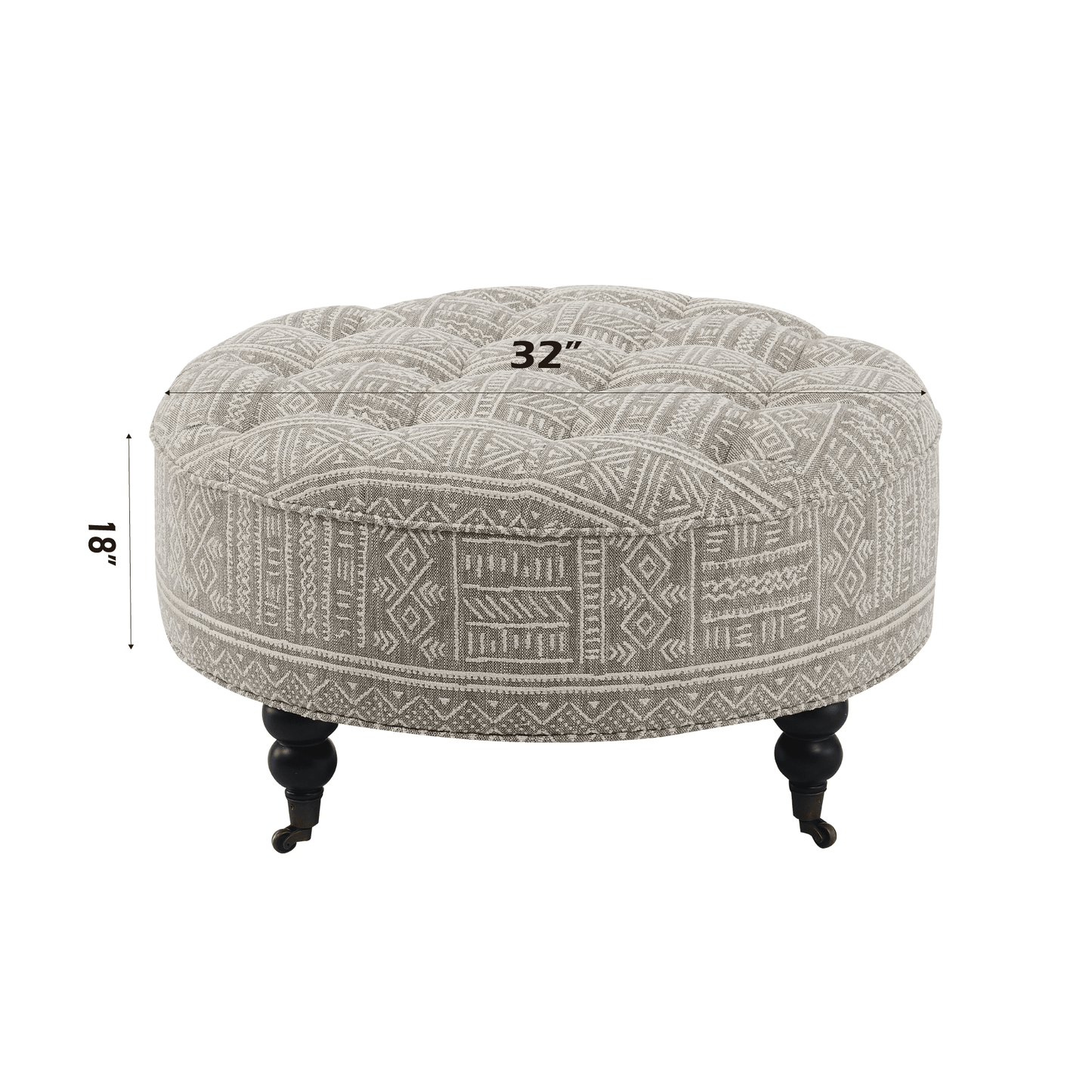 Upendo Pattern Fabric Ottoman w/Casters - 1st Choice Furniture Direct