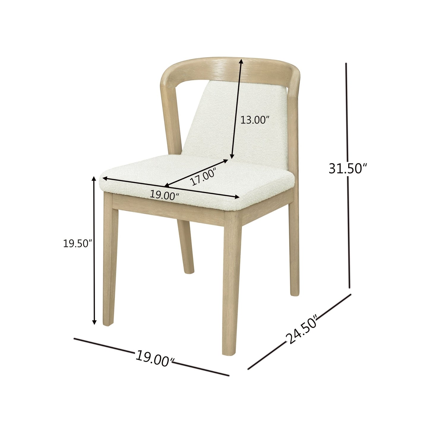 Upholstered Backrest Armless Dining Chairs (Natural Ash+Beige) - 1st Choice Furniture Direct