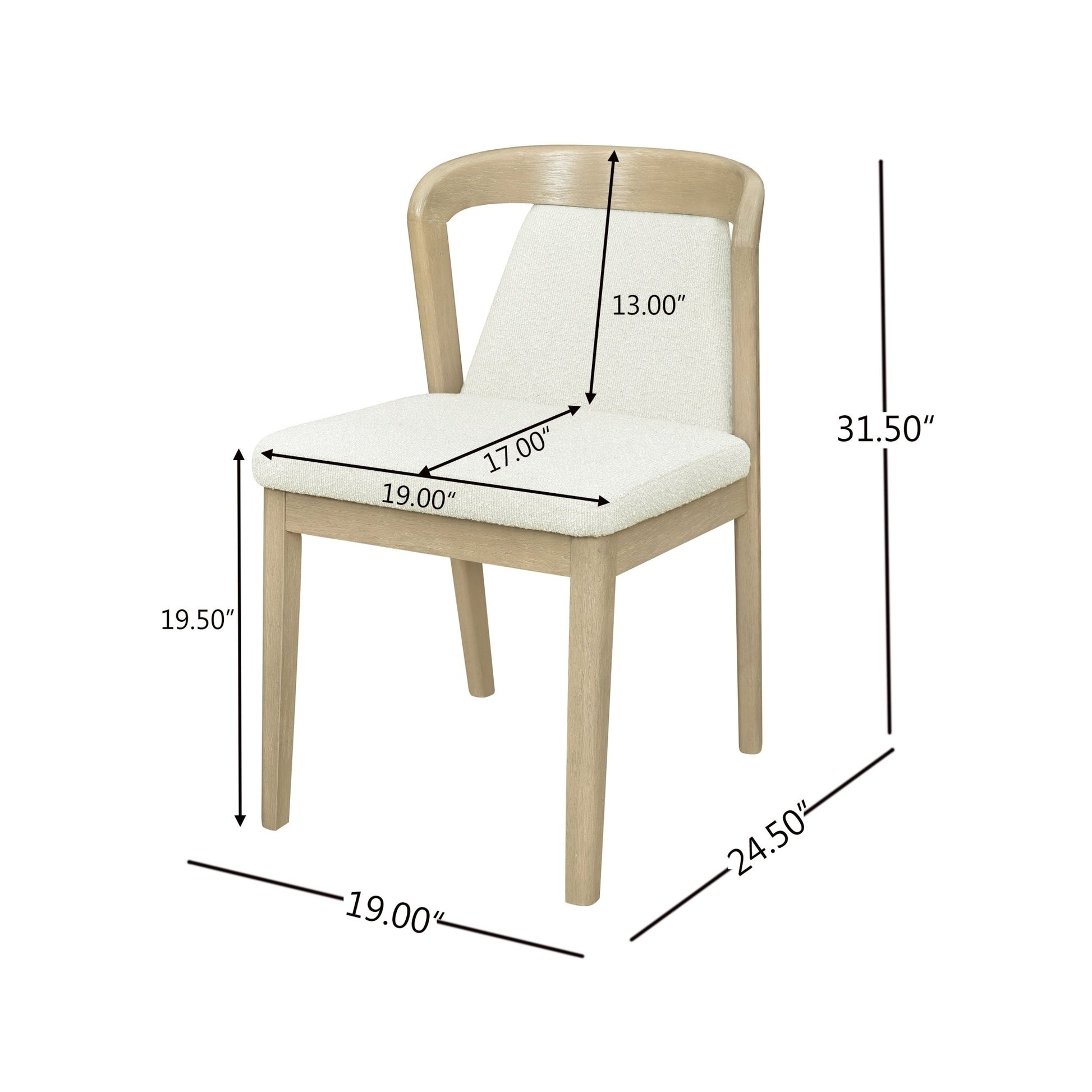 Upholstered Backrest Armless Dining Chairs (Natural Ash+Beige) - 1st Choice Furniture Direct