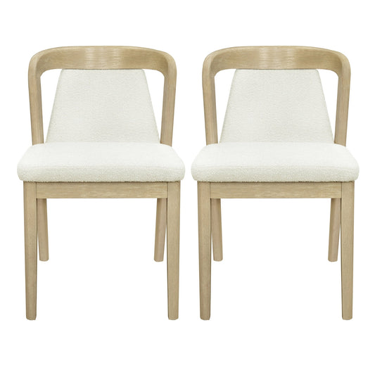 Upholstered Backrest Armless Dining Chairs (Natural Ash+Beige) - 1st Choice Furniture Direct