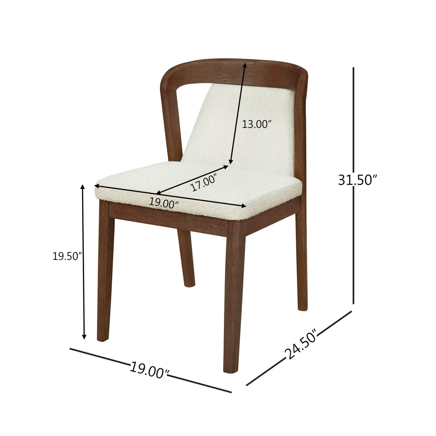 Upholstered Backrest Armless Dining Chairs (Walnut+Camel) - 1st Choice Furniture Direct
