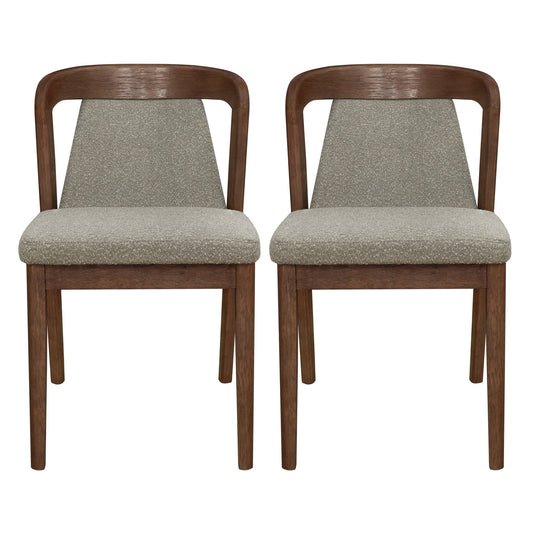 Upholstered Backrest Armless Dining Chairs (Walnut+Light Brown) - 1st Choice Furniture Direct