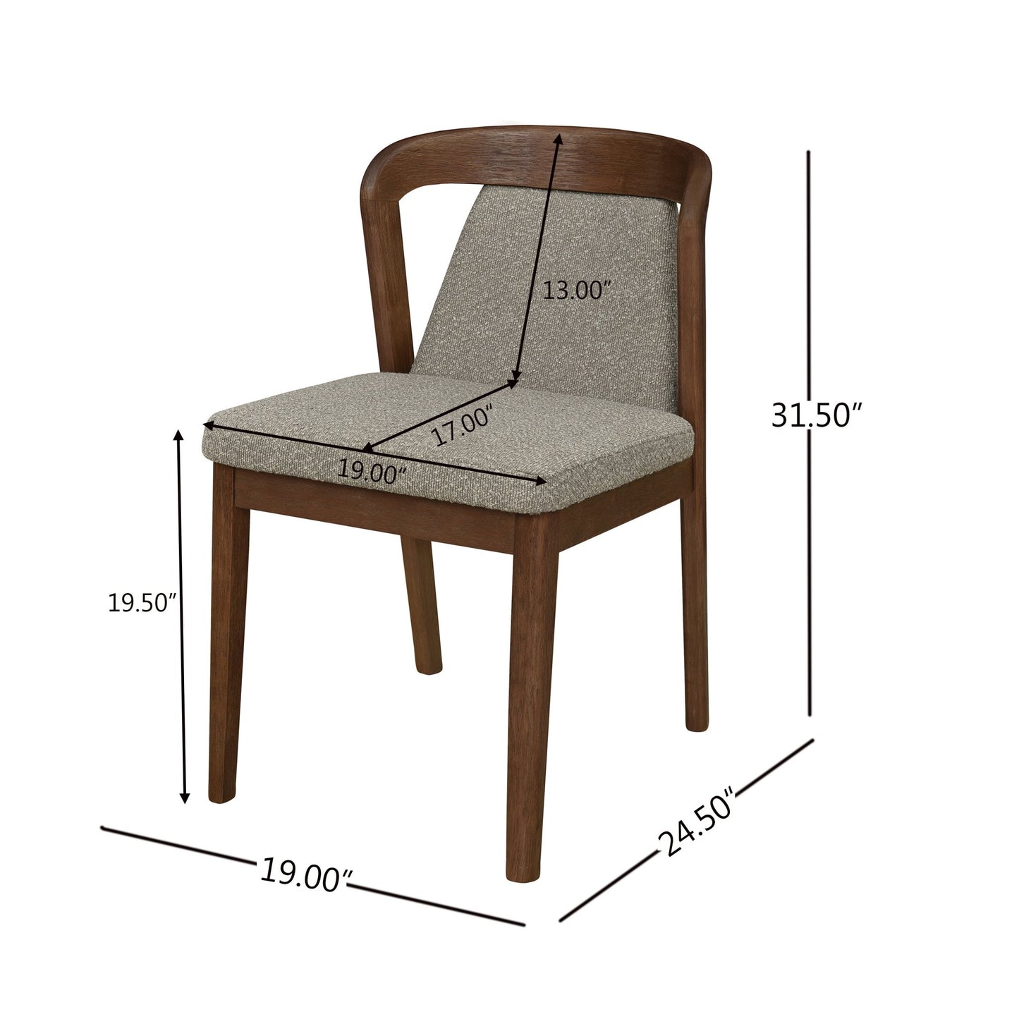 Upholstered Backrest Armless Dining Chairs (Walnut+Light Brown) - 1st Choice Furniture Direct