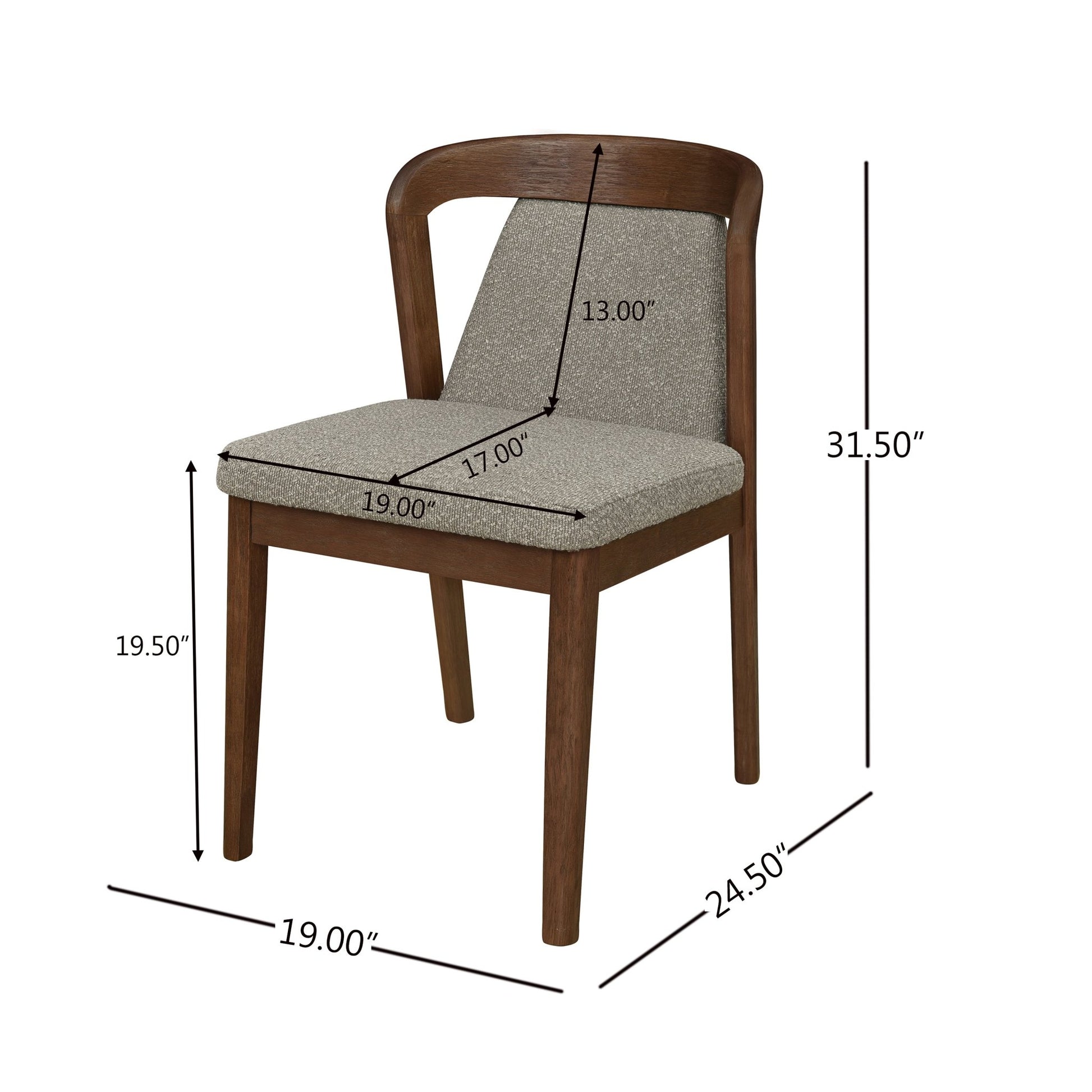 Upholstered Backrest Armless Dining Chairs (Walnut+Light Brown) - 1st Choice Furniture Direct