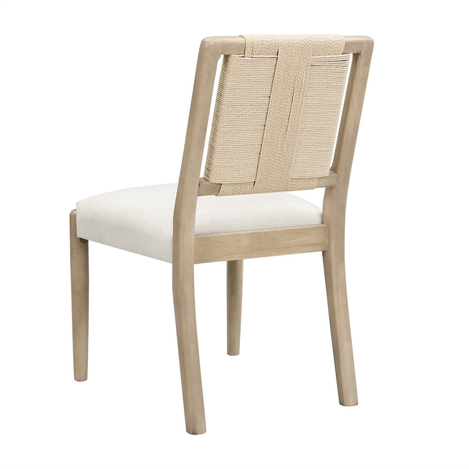 Upholstered dining chair with woven rope backrest Set of 2 - Light ash +Beige - 1st Choice Furniture Direct
