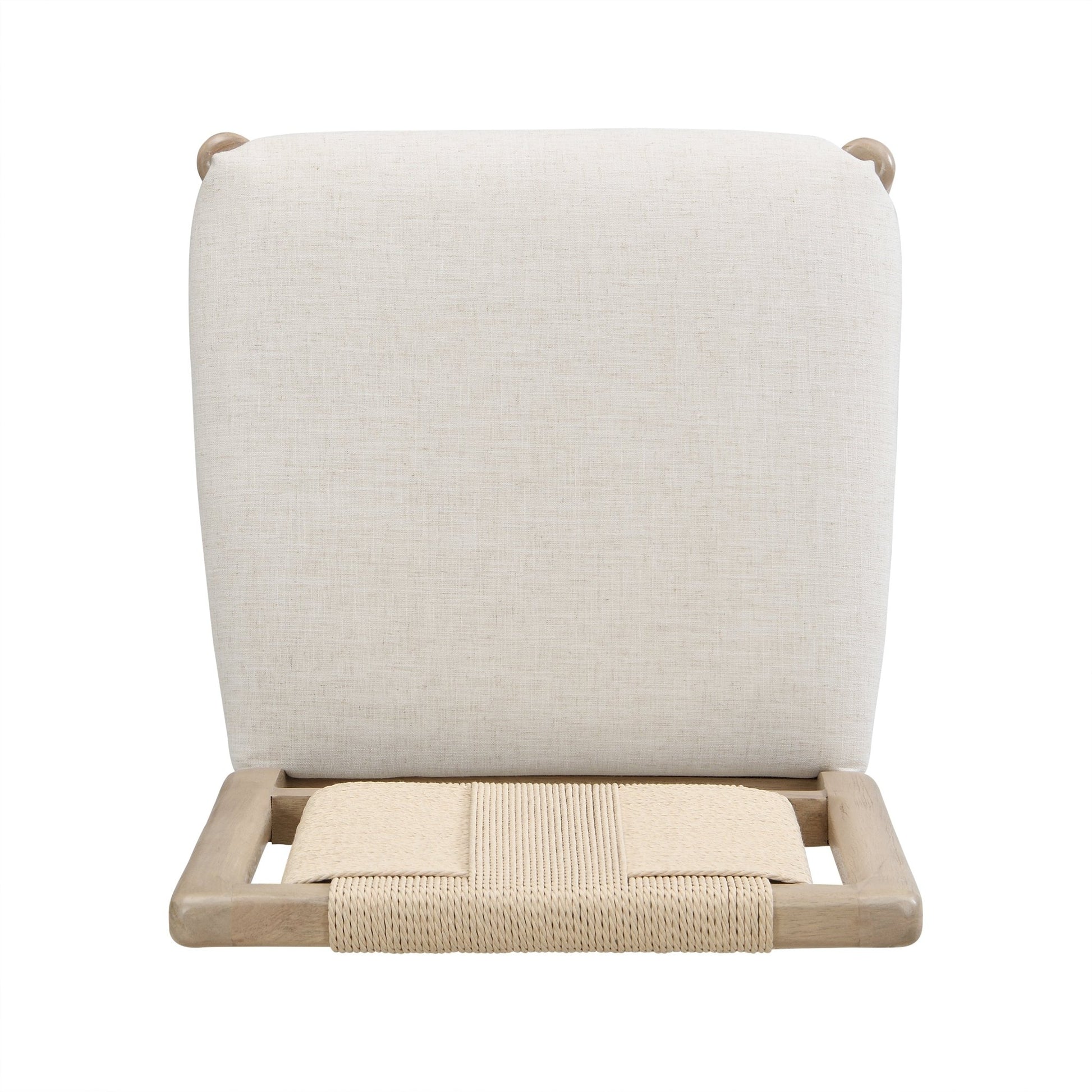 Upholstered dining chair with woven rope backrest Set of 2 - Light ash +Beige - 1st Choice Furniture Direct
