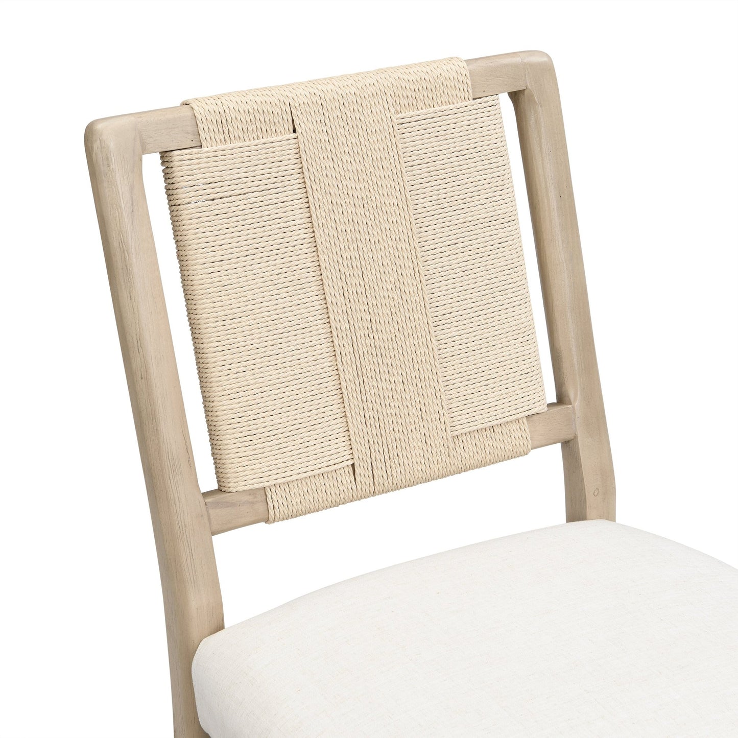Upholstered dining chair with woven rope backrest Set of 2 - Light ash +Beige - 1st Choice Furniture Direct