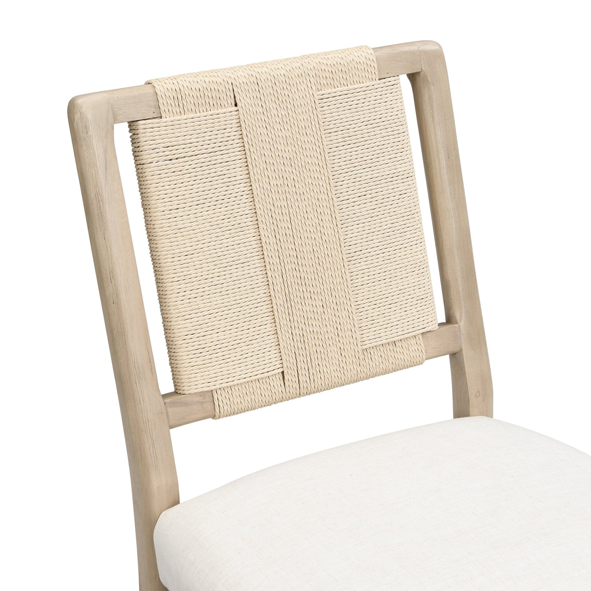 Upholstered dining chair with woven rope backrest Set of 2 - Light ash +Beige - 1st Choice Furniture Direct