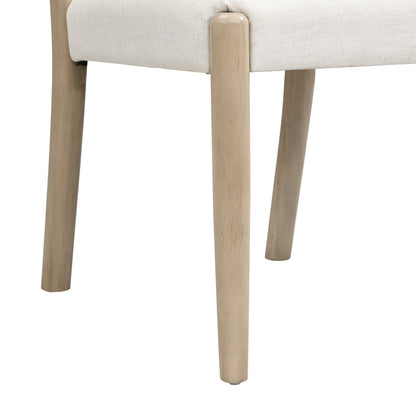 Upholstered dining chair with woven rope backrest Set of 2 - Light ash +Beige - 1st Choice Furniture Direct