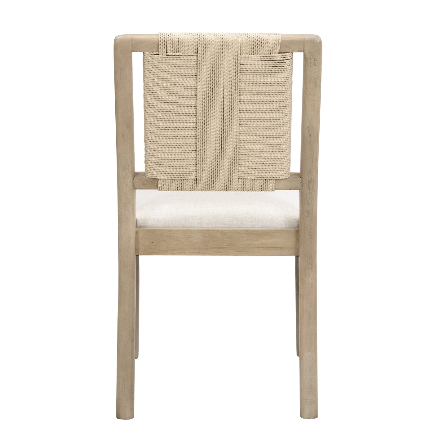 Upholstered dining chair with woven rope backrest Set of 2 - Light ash +Beige - 1st Choice Furniture Direct