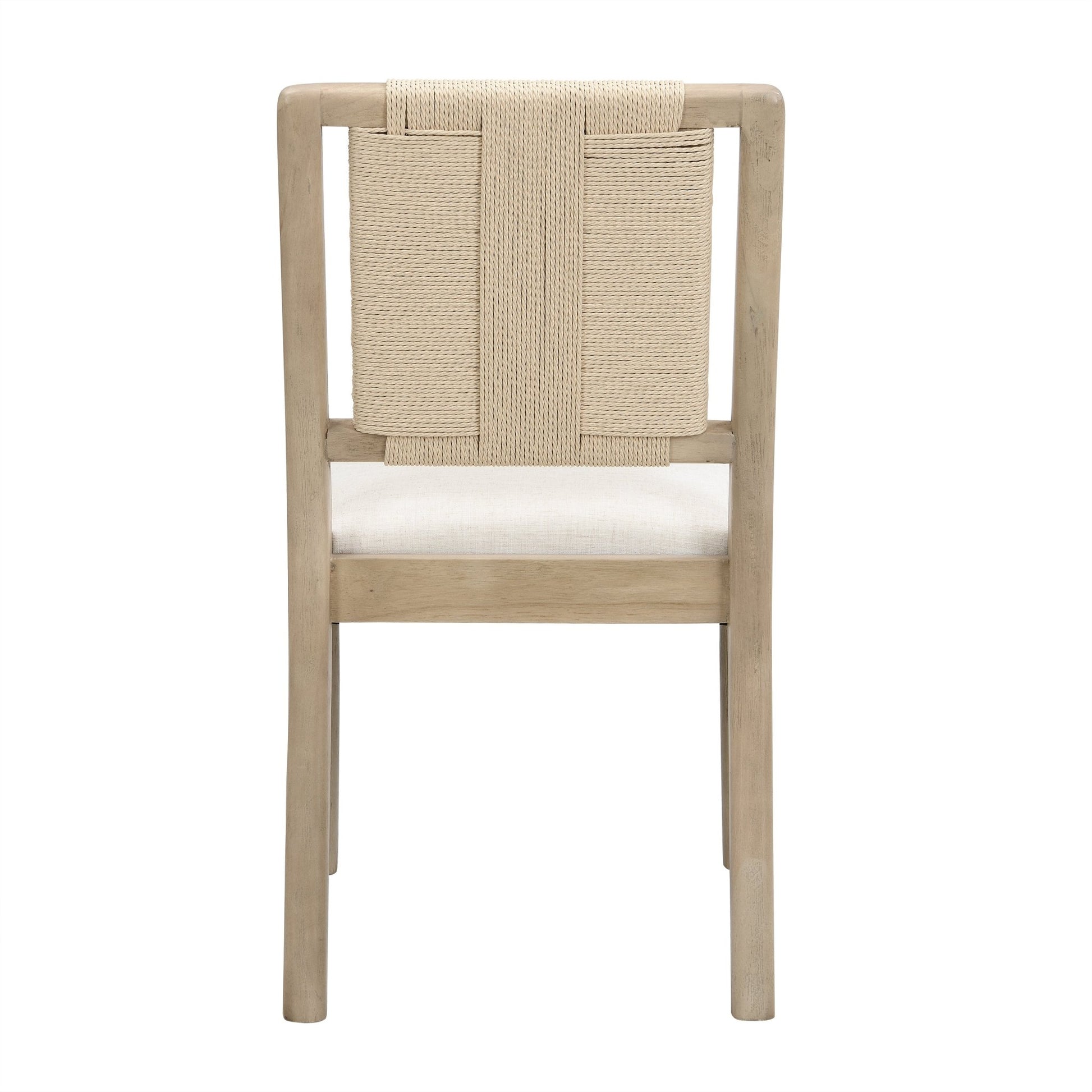 Upholstered dining chair with woven rope backrest Set of 2 - Light ash +Beige - 1st Choice Furniture Direct
