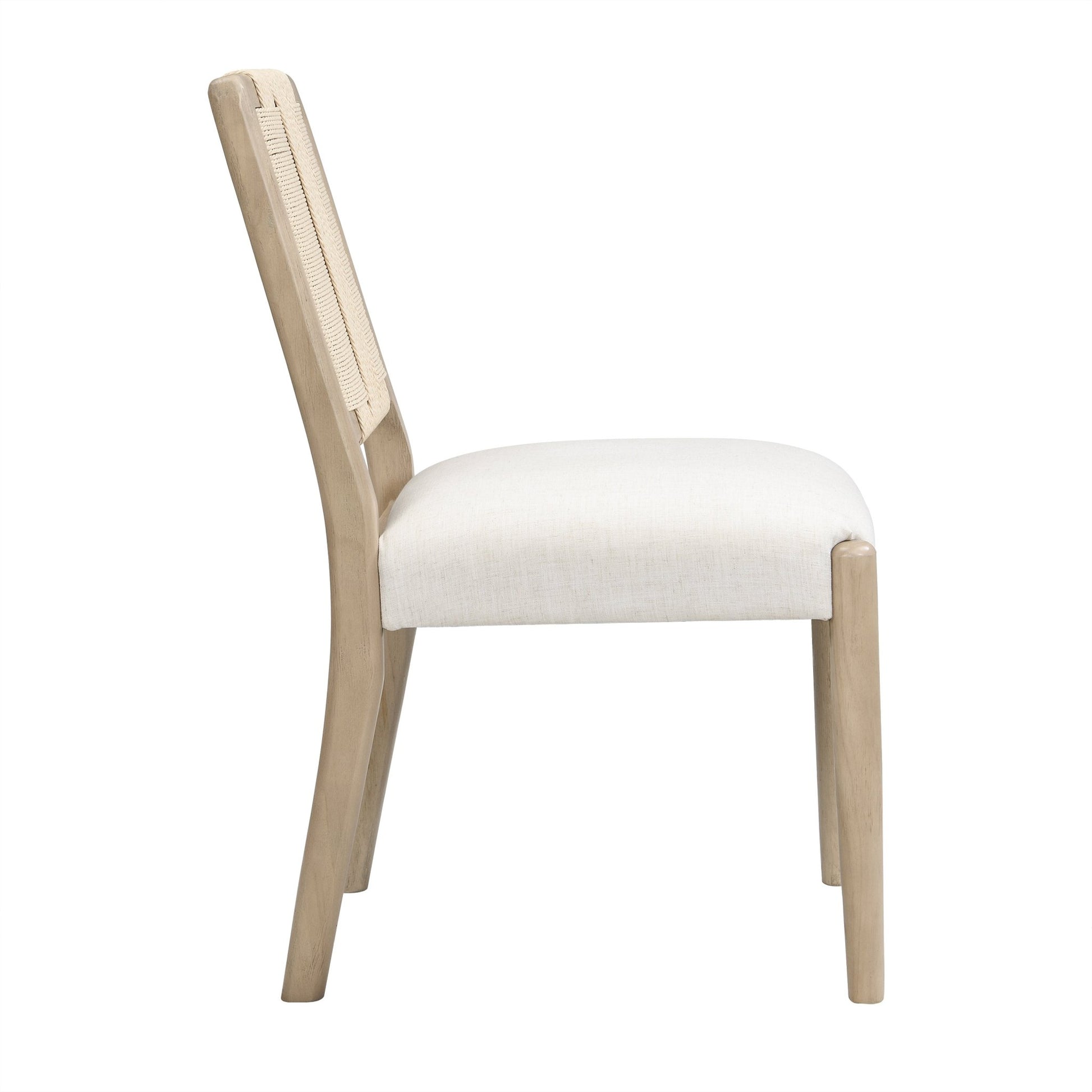 Upholstered dining chair with woven rope backrest Set of 2 - Light ash +Beige - 1st Choice Furniture Direct