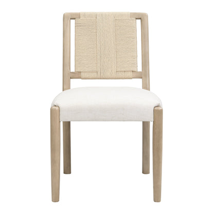 Upholstered dining chair with woven rope backrest Set of 2 - Light ash +Beige - 1st Choice Furniture Direct