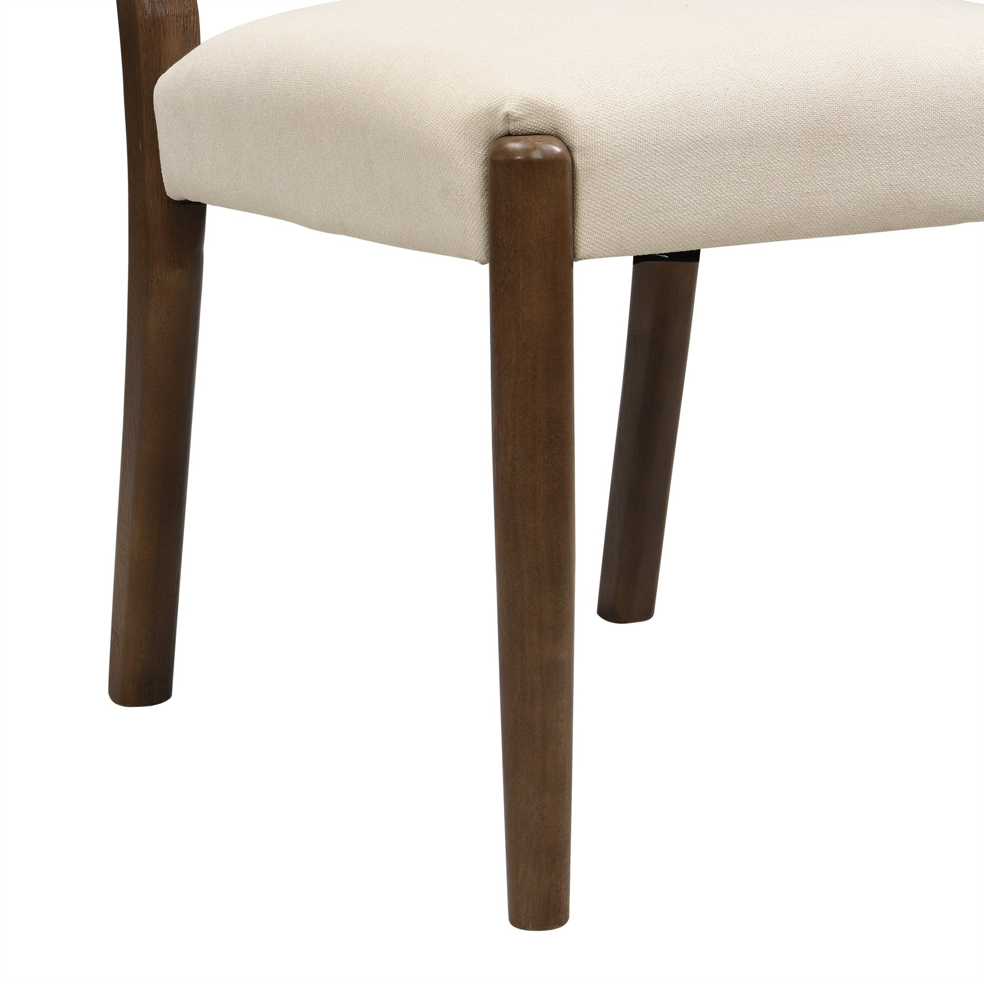 Upholstered dining chair with woven rope backrest Set of 2 - walnut+Beige - 1st Choice Furniture Direct
