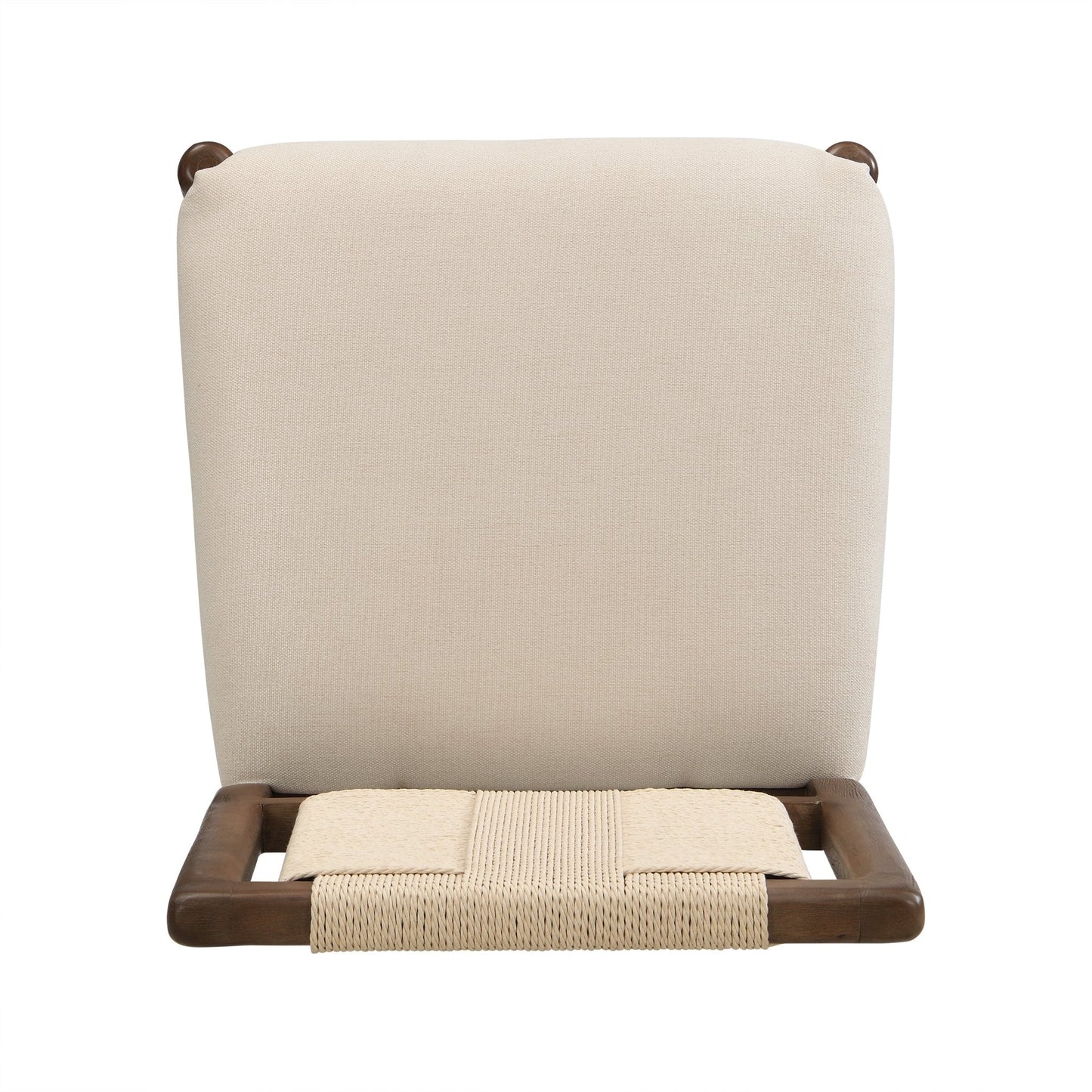 Upholstered dining chair with woven rope backrest Set of 2 - walnut+Beige - 1st Choice Furniture Direct