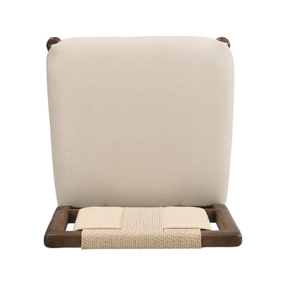 Upholstered dining chair with woven rope backrest Set of 2 - walnut+Beige - 1st Choice Furniture Direct