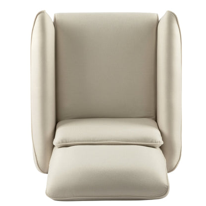 Upholstered Push Recliner Chair with Rubber Wood Legs in Beige Fabric for Living Room or Bedroom - 1st Choice Furniture Direct