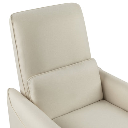 Upholstered Push Recliner Chair with Rubber Wood Legs in Beige Fabric for Living Room or Bedroom - 1st Choice Furniture Direct