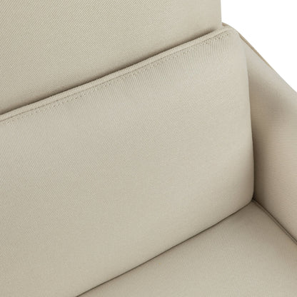 Upholstered Push Recliner Chair with Rubber Wood Legs in Beige Fabric for Living Room or Bedroom - 1st Choice Furniture Direct