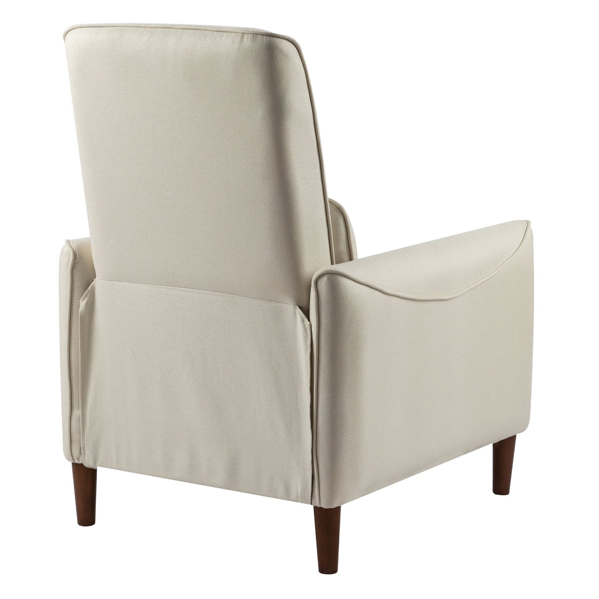 Upholstered Push Recliner Chair with Rubber Wood Legs in Beige Fabric for Living Room or Bedroom - 1st Choice Furniture Direct