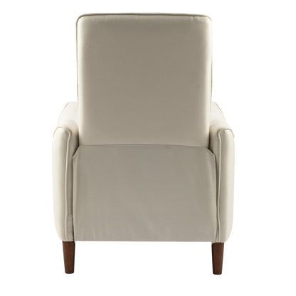 Upholstered Push Recliner Chair with Rubber Wood Legs in Beige Fabric for Living Room or Bedroom - 1st Choice Furniture Direct