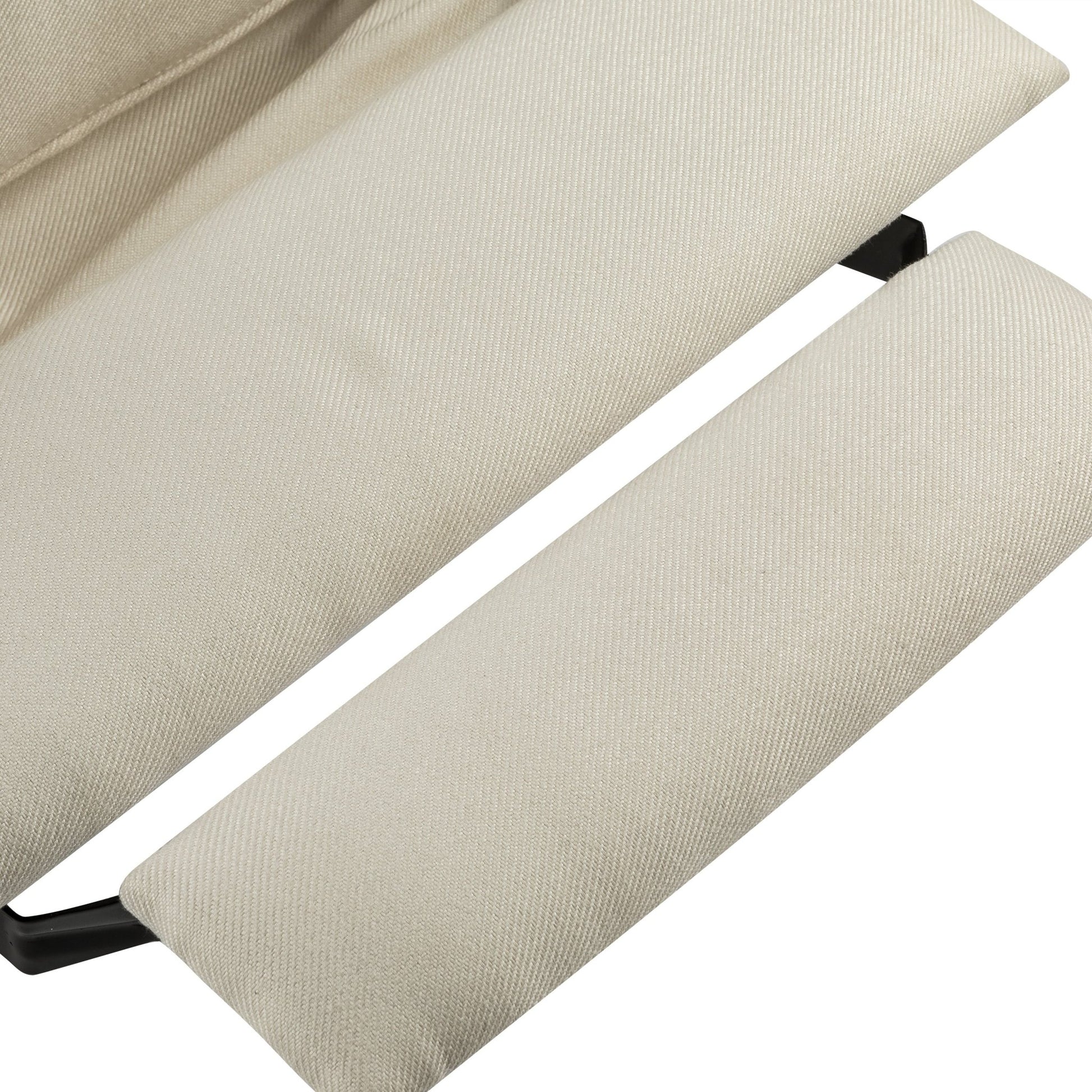 Upholstered Push Recliner Chair with Rubber Wood Legs in Beige Fabric for Living Room or Bedroom - 1st Choice Furniture Direct
