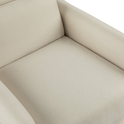 Upholstered Push Recliner Chair with Rubber Wood Legs in Beige Fabric for Living Room or Bedroom - 1st Choice Furniture Direct