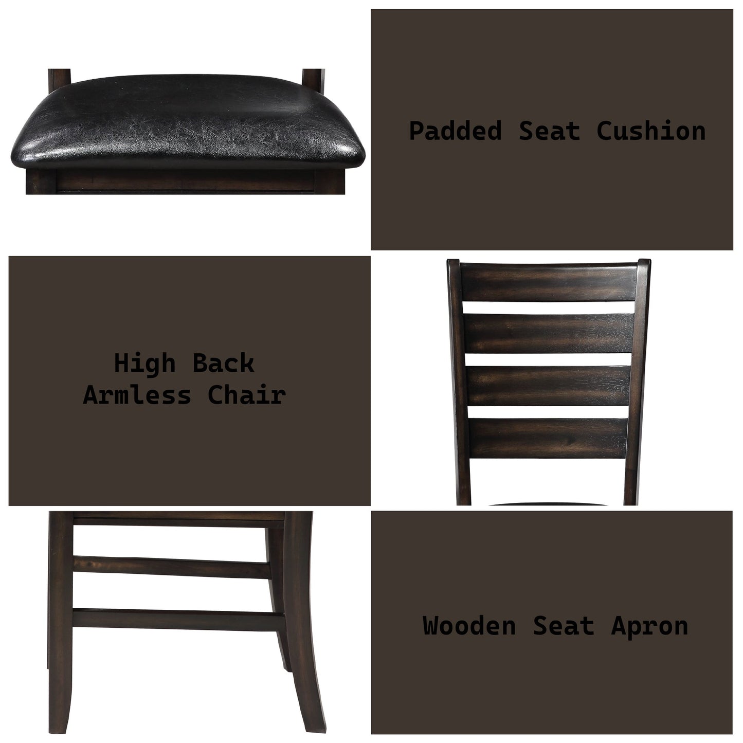 Urbana Black Synthetic Leather & Espresso Finish Side Chair (Set of 2) - 1st Choice Furniture Direct
