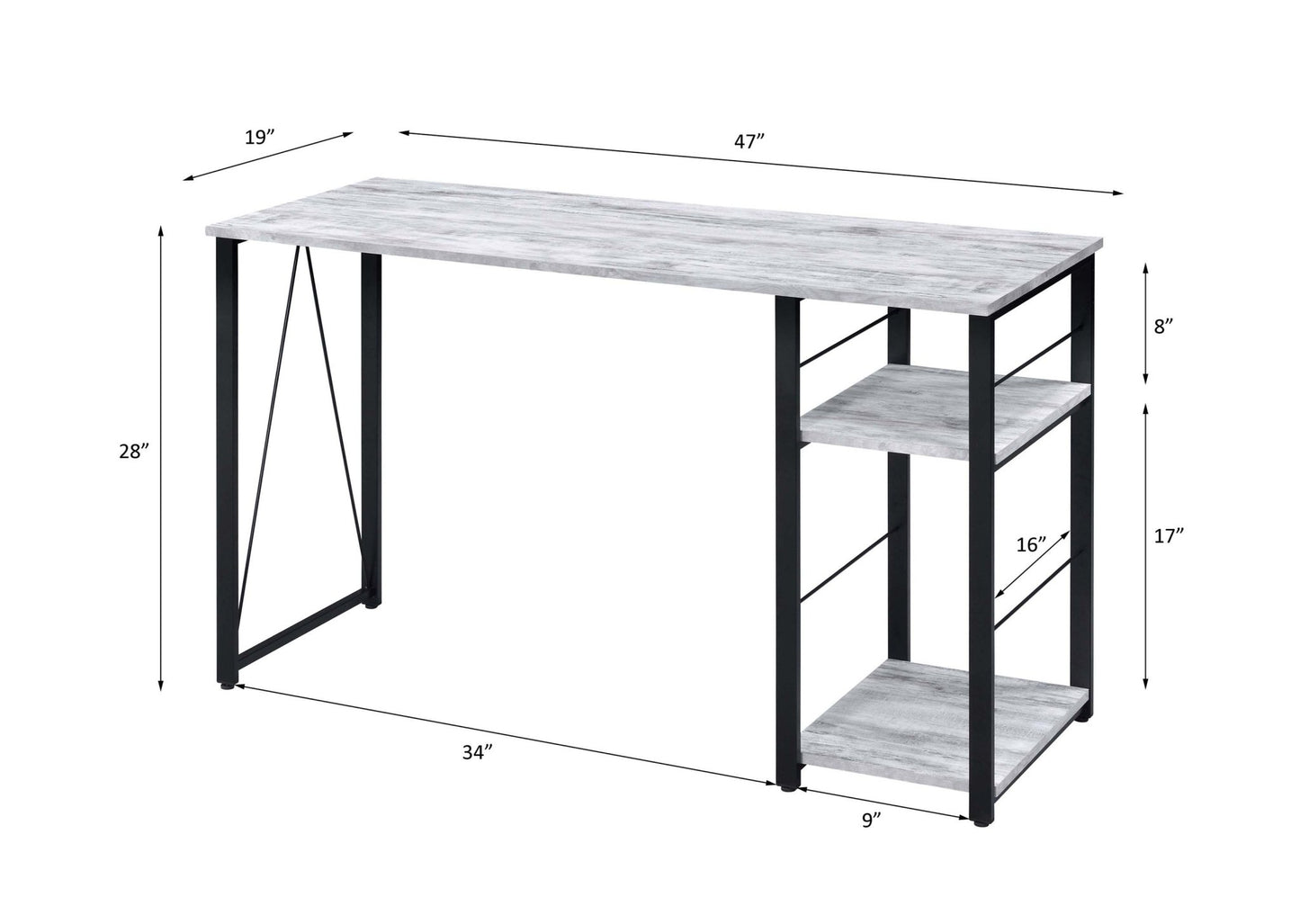Vadna Antique White & Black Finish Writing Desk - 1st Choice Furniture Direct