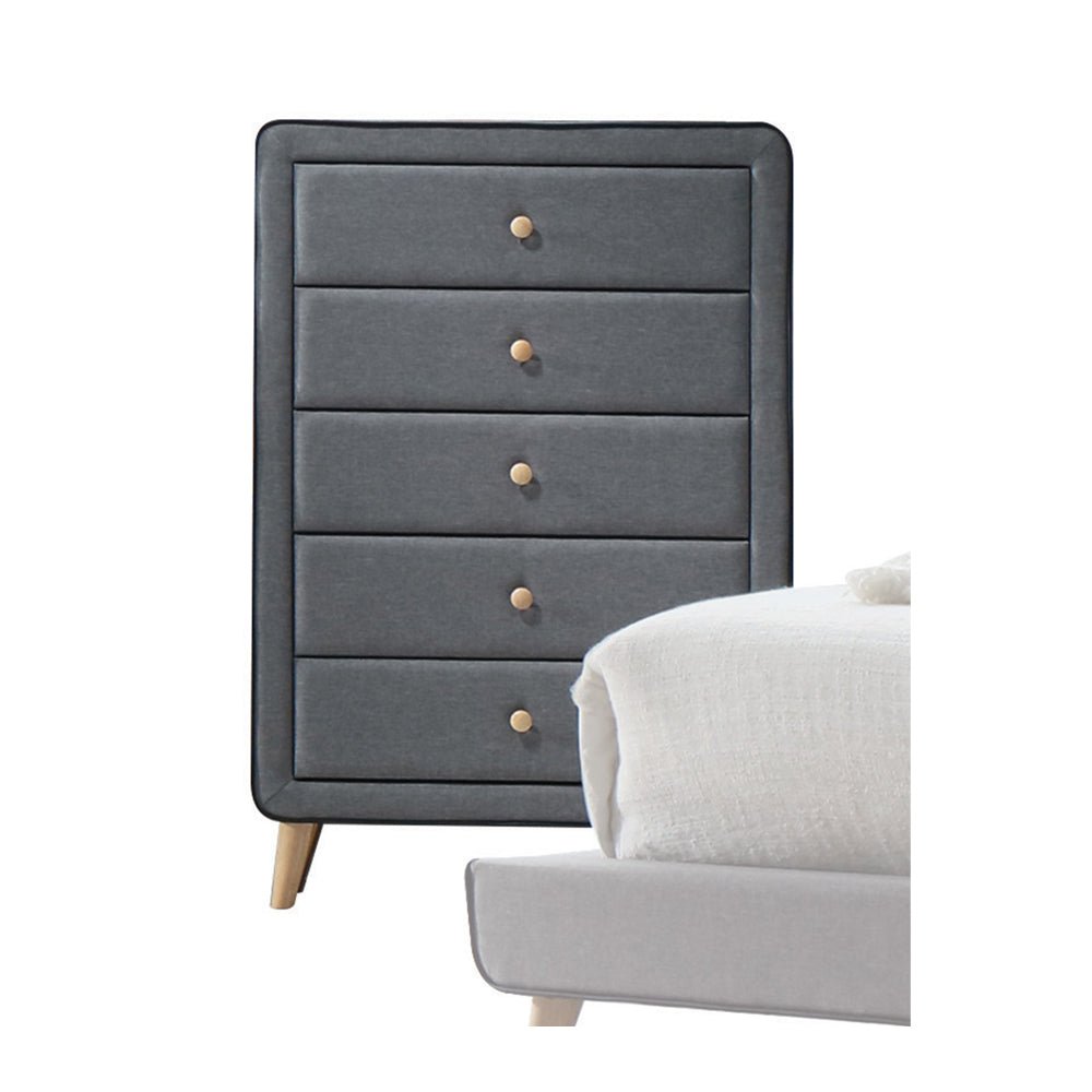Valda Light Gray Fabric Chest - 1st Choice Furniture Direct