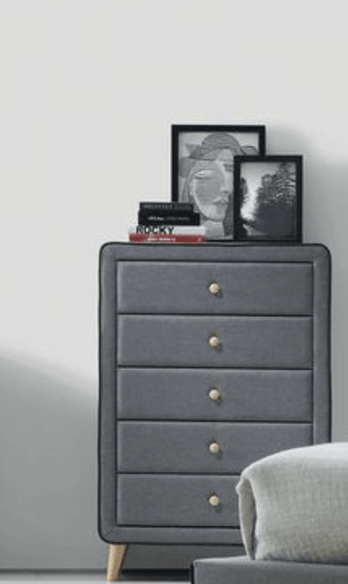 Valda Light Gray Fabric Chest - 1st Choice Furniture Direct