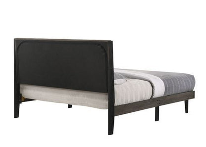 Valdemar Brown Fabric & Weathered Gray Finish Queen Bed - 1st Choice Furniture Direct