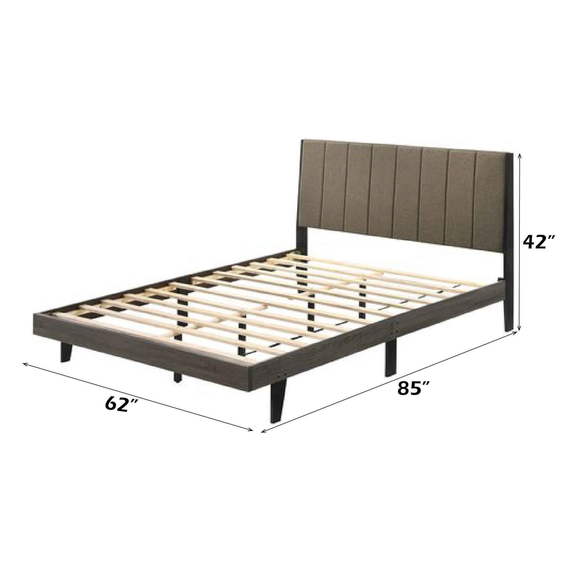 Valdemar Brown Fabric & Weathered Gray Finish Queen Bed - 1st Choice Furniture Direct