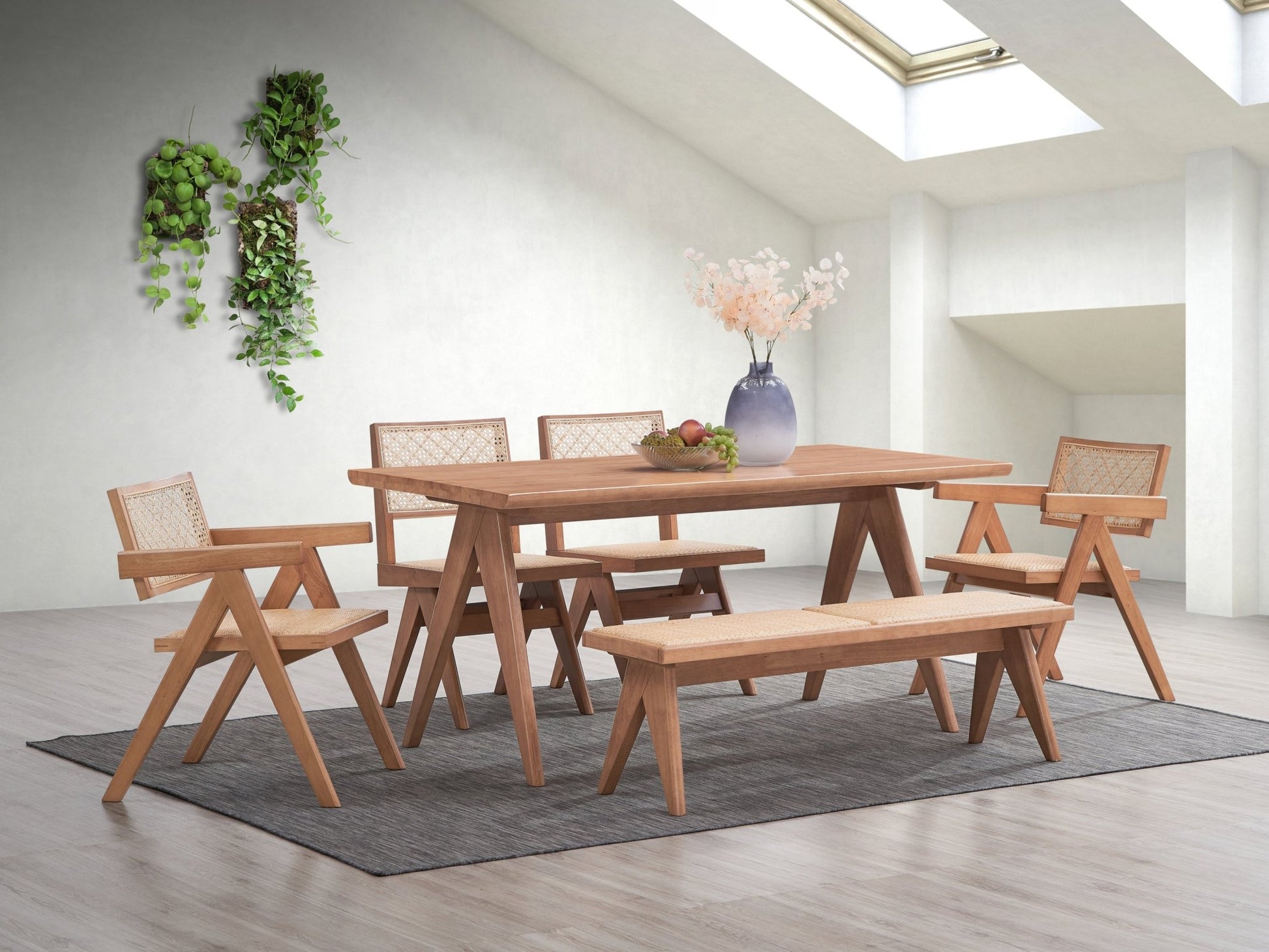 Valentina 6 Pieces Rattan & Natural Finish Patio Furniture Set - 1st Choice Furniture Direct