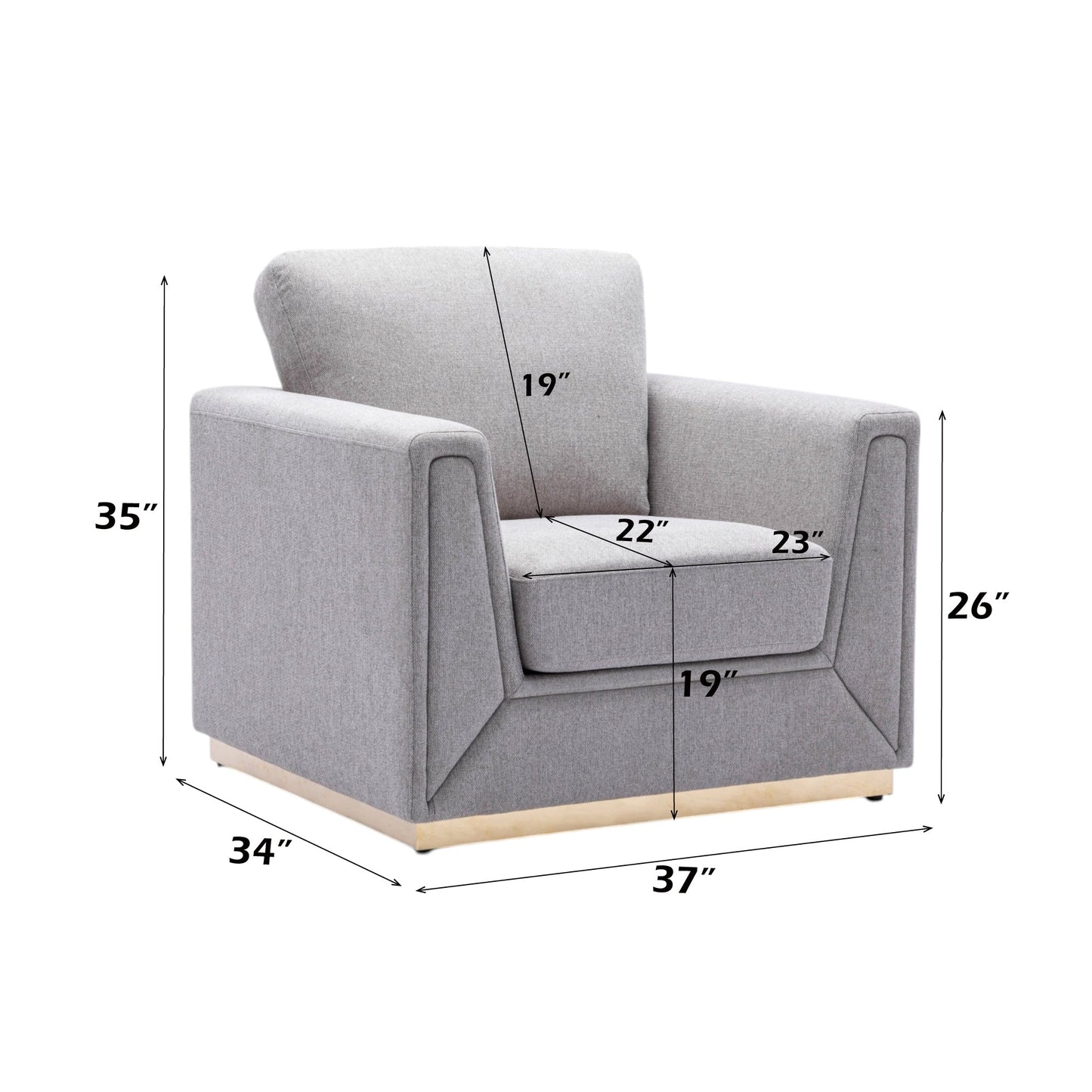 Valin Gray Linen 3Pcs Living Room Set for Living Room, Meeting Room and Small Apartment (Sofa, Loveseat, Chair) - 1st Choice Furniture Direct