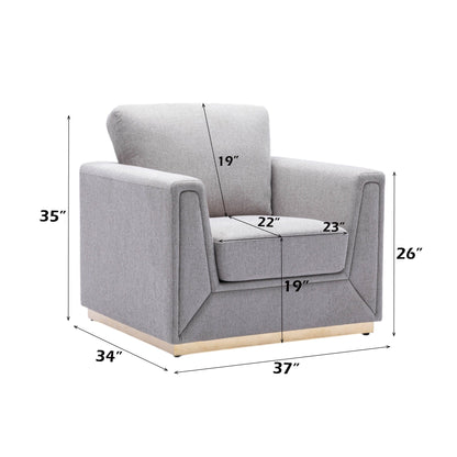 Valin Gray Linen 3Pcs Living Room Set for Living Room, Meeting Room and Small Apartment (Sofa, Loveseat, Chair) - 1st Choice Furniture Direct