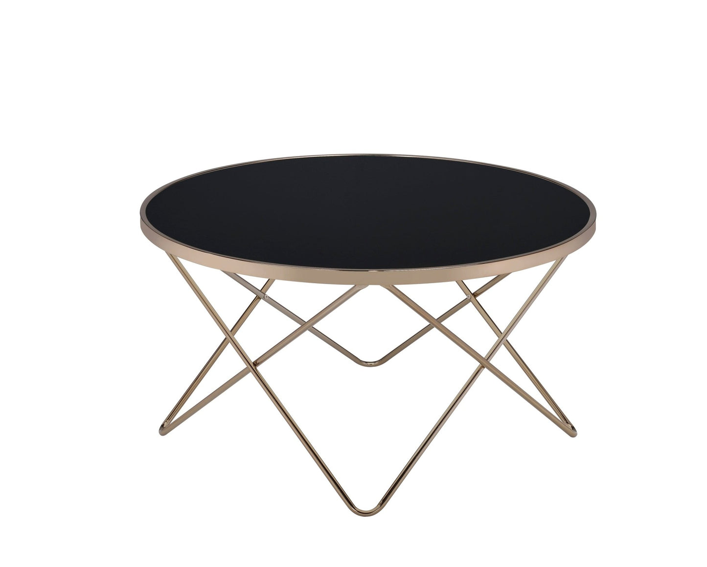 Valora Black Glass & Champagne Finish Coffee Table - 1st Choice Furniture Direct