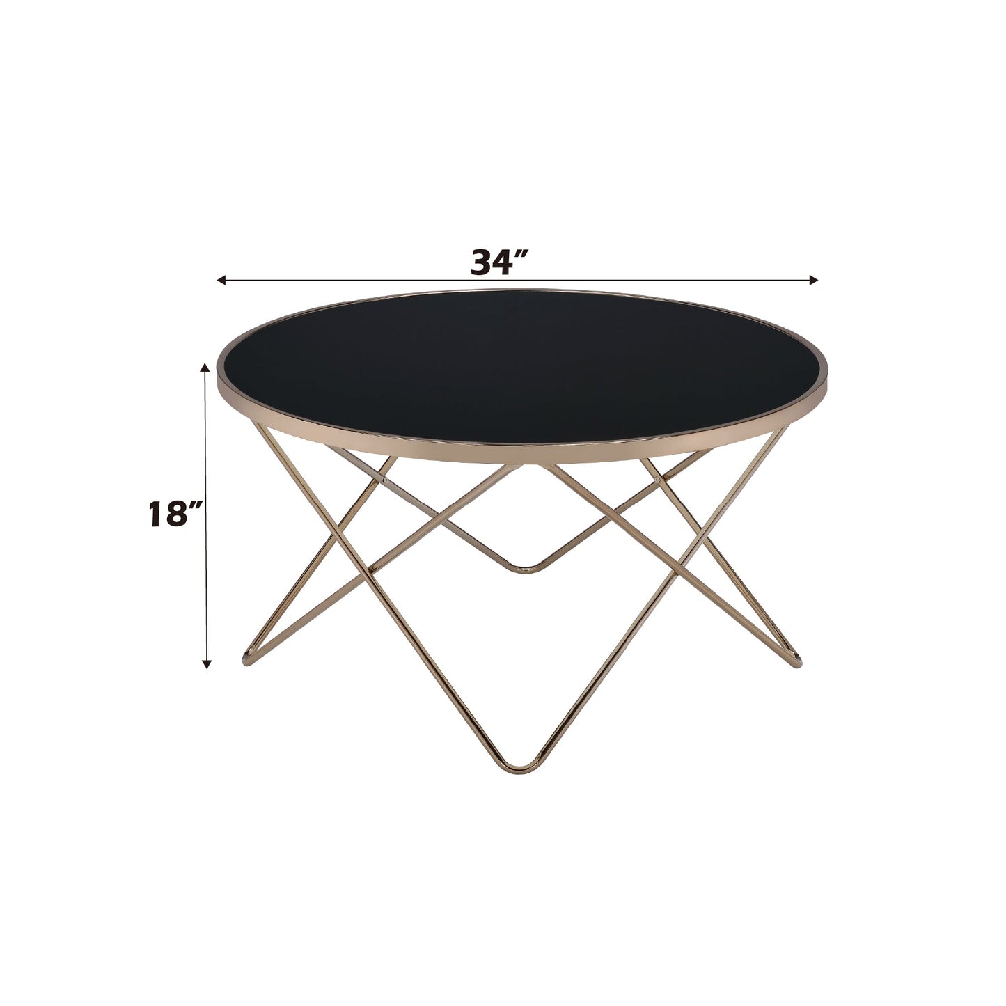Valora Black Glass & Champagne Finish Coffee Table - 1st Choice Furniture Direct