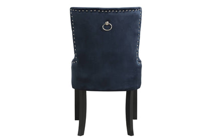 Varian II Dark Navy Velvet & Black Finish Side Chair - 1st Choice Furniture Direct
