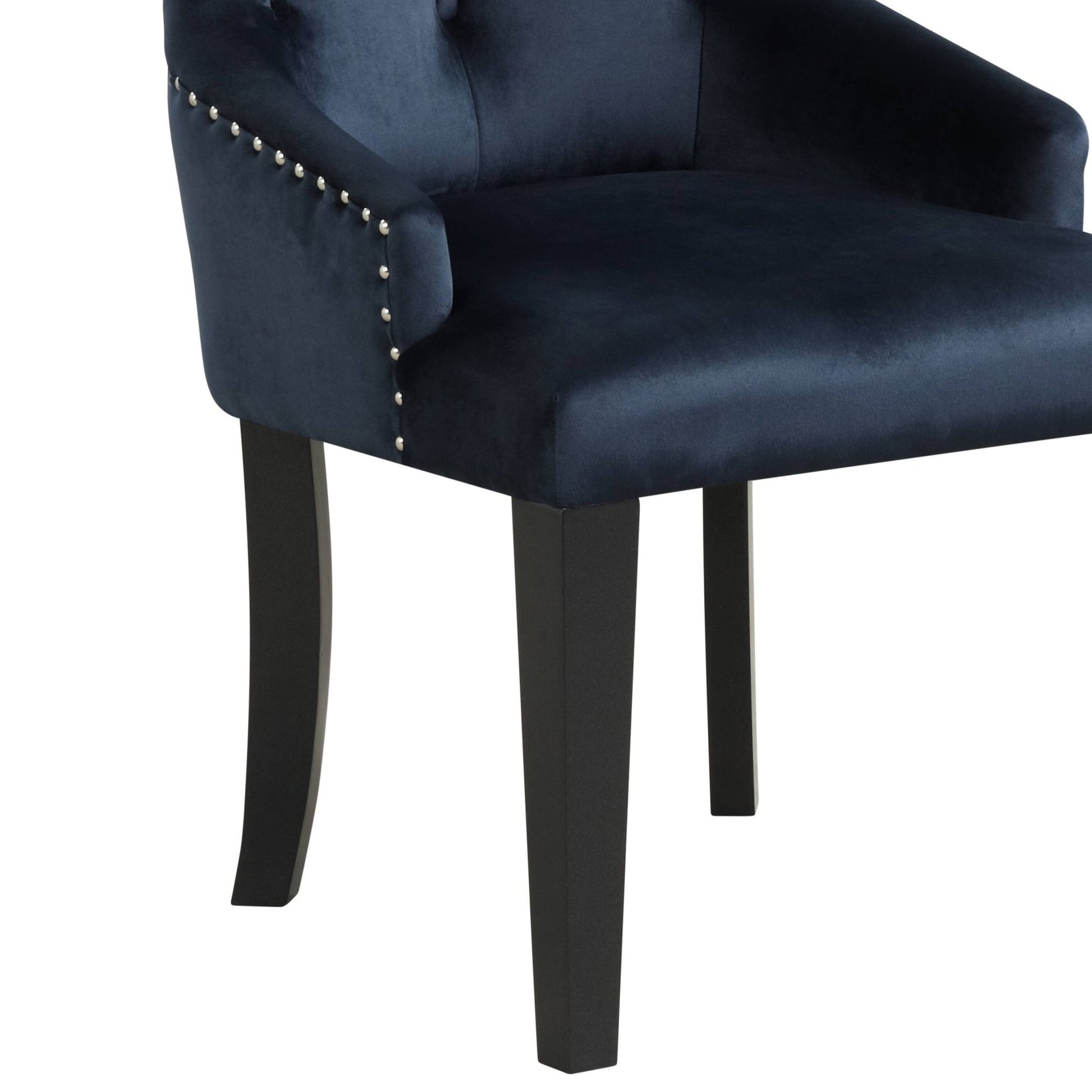 Varian II Dark Navy Velvet & Black Finish Side Chair - 1st Choice Furniture Direct