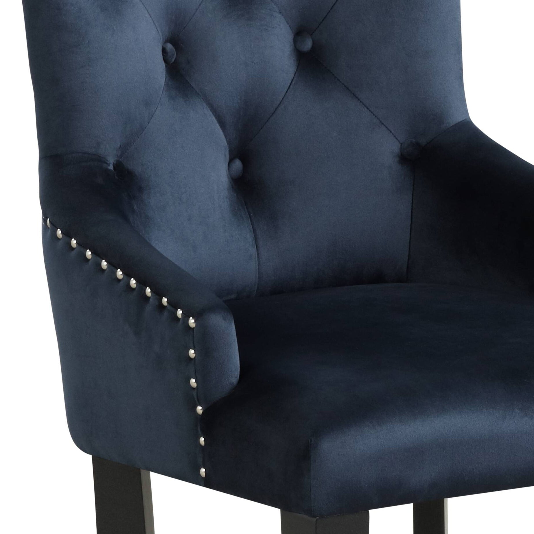 Varian II Dark Navy Velvet & Black Finish Side Chair - 1st Choice Furniture Direct